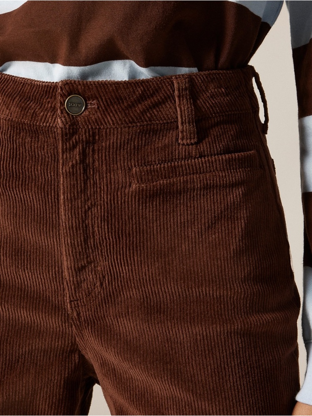 Vintage J. Crew Brown Corduroy Women’s High-Rise Flared Pants, Sz 29. NWOT - Picture 9 of 14